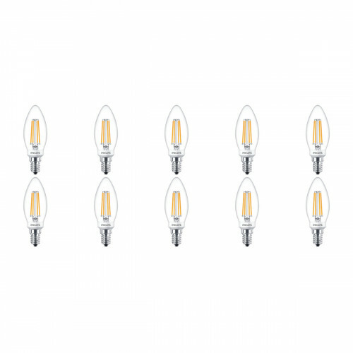 PHILIPS - LED Lamp Filament 10 Pack - Classic LEDCandle 827 B35 CL - E14 Fitting - Dimbaar - 5W - Warm Wit 2700K | Vervangt 40W