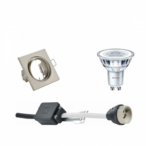 LED Spot Set - GU10 Fitting - Inbouw Vierkant - Mat Nikkel - Kantelbaar 80mm - Philips - CorePro 840 36D - 5W - Natuurlijk Wit 4000K - Dimbaar