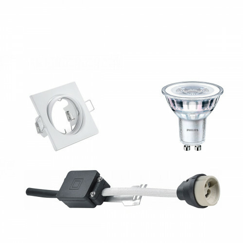 LED Spot Set - GU10 Fitting - Inbouw Vierkant - Mat Wit - Kantelbaar 80mm - Philips - CorePro 840 36D - 5W - Natuurlijk Wit 4000K - Dimbaar
