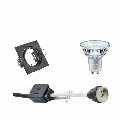 LED Spot Set - GU10 Fitting - Inbouw Vierkant - Mat Zwart - Kantelbaar 80mm - Philips - MASTER 927 36D VLE - 4.9W - Warm Wit 2200K-2700K - DimTone Dimbaar