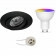 LED Spot Set GU10 - Facto - Smart LED - Wifi LED - Slimme LED - 5W - RGB+CCT - Aanpasbare Kleur - Dimbaar - Afstandsbediening - Pragmi Uranio Pro - Inbouw Rond - Mat Zwart - Kantelbaar - Ø82mm