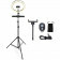 Ringlamp met Statief - Aigi Rongy - Bluetooth - Microfoon - Afstandsbediening - Dimbaar - CCT Aanpasbare Kleur - Zwart