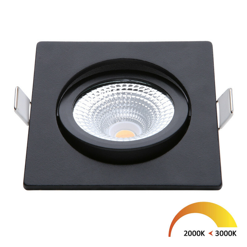 Gedeeltelijk strottenhoofd Dom EcoDim - LED Spot - Inbouwspot - ED-10026 - 5W - Waterdicht IP54 - Dimbaar  - Dim to Warm - Warm Wit 2000K-3000K - Mat Zwart - Aluminium - Vierkant -  Kantelbaar | BES LED