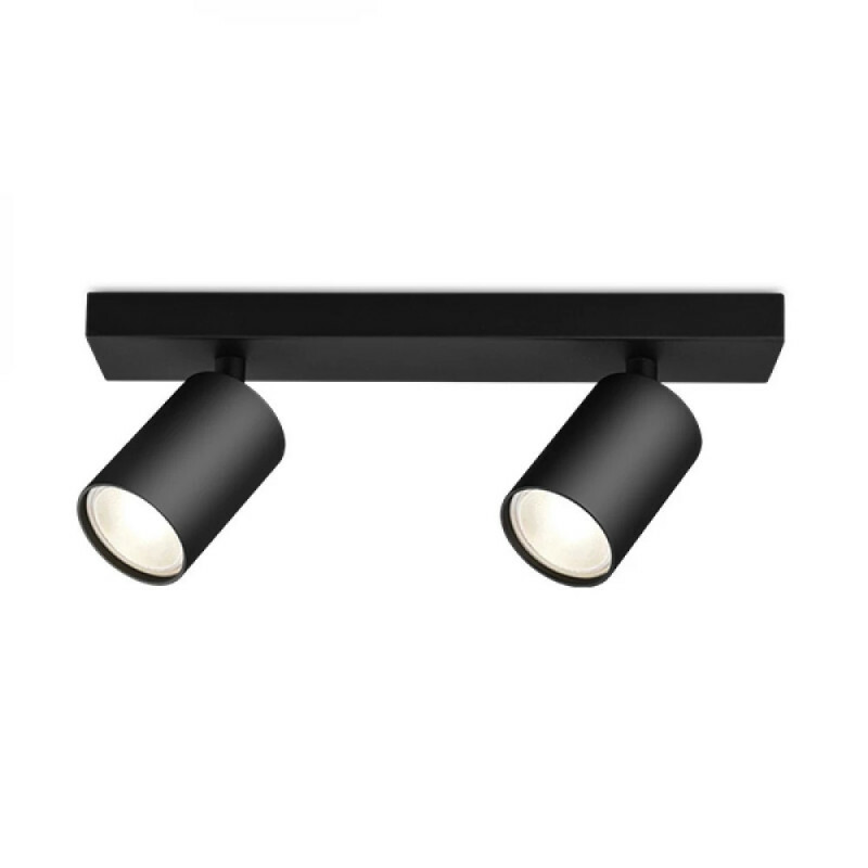 LED Plafondspot - Brinton Betin - GU10 Fitting - 2-lichts - Rond - Mat Zwart - Kantelbaar Aluminium | BES LED