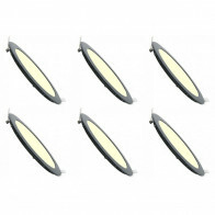 LED Downlight Slim 6 Pack - Inbouw Rond 3W - Dimbaar - Warm Wit 3000K - Mat Zwart Aluminium - Ø90mm