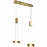 LED Hanglamp - Hangverlichting - Trion Franco - 14.4W - 2-lichts - Warm Wit 3000K - Dimbaar - Rond - Mat Goud - Aluminium