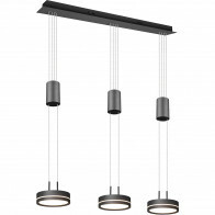 LED Hanglamp - Hangverlichting - Trion Franco - 21.6W - 3-lichts - Warm Wit 3000K - Dimbaar - Rond - Mat Antraciet - Aluminium
