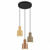 LED Hanglamp - Trion Agido - E27 Fitting - 3-lichts - Zwart met Multicolor Lampenkap