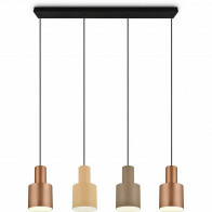 LED Hanglamp - Trion Agido - E27 Fitting - 4-lichts - Zwart met Multicolor Lampenkap