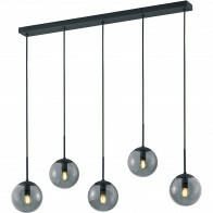 LED Hanglamp - Trion Balina - E14 Fitting - 5-lichts - Rechthoek - Mat Antraciet - Aluminium