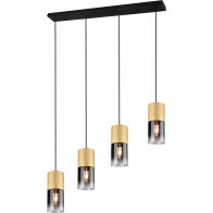 LED Hanglamp - Trion Roba - E27 Fitting - 4-lichts - Rechthoek - Mat Goud - Aluminium