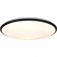 LED Plafondlamp - Plafondverlichting - Trion Lombis - 34W - Warm Wit 3000K - Dimbaar - Rond - Mat Zwart - Kunststof