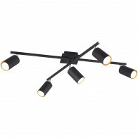 LED Plafondlamp - Plafondverlichting - Trion Mary - GU10 Fitting - 5-lichts - Rechthoek - Mat Zwart - Aluminium