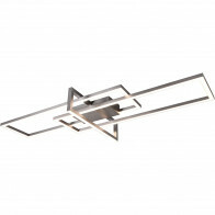 LED Plafondlamp - Plafondverlichting - Trion Salana - 34W - Warm Wit 3000K - Dimbaar - Rechthoek - Mat Nikkel - Aluminium