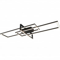 LED Plafondlamp - Plafondverlichting - Trion Salana - 34W - Warm Wit 3000K - Dimbaar - Rechthoek - Mat Zwart - Aluminium