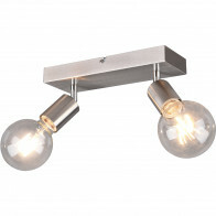 LED Plafondspot - Trion Zuncka - E27 Fitting - 2-lichts - Rechthoek - Mat Nikkel - Aluminium