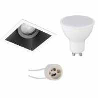 LED Spot Set - Pragmi Zano Pro - GU10 Fitting - Inbouw Vierkant - Mat Zwart/Wit - 4W - Natuurlijk Wit 4200K - Kantelbaar - 93mm
