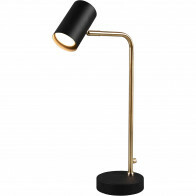 LED Bureaulamp - Tafelverlichting - Trion Milona - GU10 Fitting - Rond - Mat Zwart/Goud - Aluminium