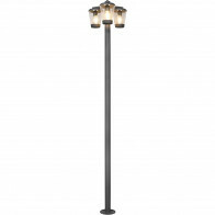 LED Tuinverlichting - Staande Buitenlamp - Trion Civonu - E27 Fitting - 3-lichts - Spatwaterdicht IP44 - Rond - Mat Antraciet - Aluminium
