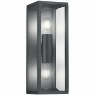 LED Tuinverlichting - Tuinlamp - Trion Garinola - Wand - E27 Fitting - 2-lichts - Mat Zwart - Aluminium