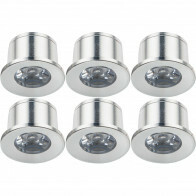 LED Veranda Spot Verlichting 6 Pack - Velvalux - 1W - Warm Wit 3000K - Inbouw - Dimbaar - Rond - Mat Zilver - Aluminium - Ø31mm