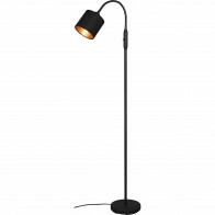 LED Vloerlamp - Trion Torry - E14 Fitting - 1-lichts - Rond - Mat Zwart/Goud - Aluminium - Max. 40W