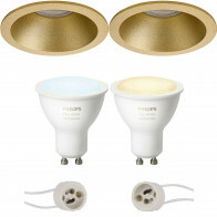 Pragmi Pollon Pro - Inbouw Rond - Mat Goud - Verdiept - Ø82mm - Philips Hue - LED Spot Set GU10 - White Ambiance - Bluetooth