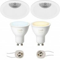 Pragmi Pollon Pro - Inbouw Rond - Mat Wit - Verdiept - Ø82mm - Philips Hue - LED Spot Set GU10 - White Ambiance - Bluetooth