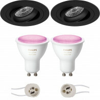 Pragmi Alpin Pro - Inbouw Rond - Mat Zwart - Kantelbaar Ø92mm - Philips Hue - LED Spot Set GU10 - White and Color Ambiance - Bluetooth