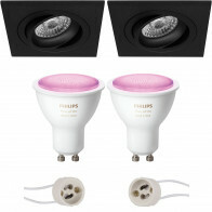 Pragmi Borny Pro - Inbouw Vierkant - Mat Zwart - Kantelbaar - 92mm - Philips Hue - LED Spot Set GU10 - White and Color Ambiance - Bluetooth