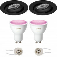 Pragmi Delton Pro - Inbouw Rond - Mat Zwart - Kantelbaar - Ø82mm - Philips Hue - LED Spot Set GU10 - White and Color Ambiance - Bluetooth 