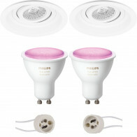 Pragmi Domy Pro - Inbouw Rond - Mat Wit - Verdiept - Kantelbaar - Ø105mm - Philips Hue - LED Spot Set GU10 - White and Color Ambiance - Bluetooth