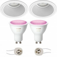 Pragmi Minko Pro - Inbouw Rond - Mat Wit - Verdiept - Ø90mm - Philips Hue - LED Spot Set GU10 - White and Color Ambiance - Bluetooth