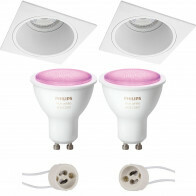 Pragmi Minko Pro - Inbouw Vierkant - Mat Wit - Verdiept - 90mm - Philips Hue - LED Spot Set GU10 - White and Color Ambiance - Bluetooth