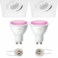 Pragmi Nivas Pro - Inbouw Vierkant - Mat Wit - Trimless - Kantelbaar - 150mm - Philips Hue - LED Spot Set GU10 - White and Color Ambiance - Bluetooth