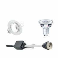 LED Spot Set - GU10 Fitting - Inbouw Rond - Mat Wit - Kantelbaar Ø83mm - Philips - CorePro 840 36D - 4W - Natuurlijk Wit 4000K - Dimbaar