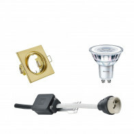 LED Spot Set - GU10 Fitting - Inbouw Vierkant - Mat Goud - Kantelbaar 80mm - Philips - CorePro 830 36D - 3.5W - Warm Wit 3000K