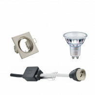 LED Spot Set - GU10 Fitting - Inbouw Vierkant - Mat Nikkel - Kantelbaar 80mm - Philips - MASTER 927 36D VLE - 3.7W - Warm Wit 2200K-2700K - DimTone Dimbaar