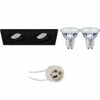 LED Spot Set - Pragmi Borny Pro - GU10 Fitting - Inbouw Rechthoek Dubbel - Mat Zwart - Kantelbaar - 175x92mm - Philips - MASTER 927 36D VLE - 3.7W - Warm Wit 2200K-2700K - DimTone Dimbaar