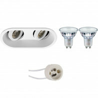 LED Spot Set - Pragmi Zano Pro - GU10 Fitting - Inbouw Ovaal Dubbel - Mat Wit - Kantelbaar - 185x93mm - Philips - MASTER 927 36D VLE - 3.7W - Warm Wit 2200K-2700K - DimTone Dimbaar
