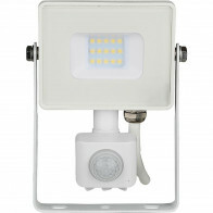 LED Bouwlamp 10 Watt met Sensor - LED Schijnwerper - Viron Dana - Helder/Koud Wit 6400K - Mat Wit - Aluminium - SAMSUNG LEDs