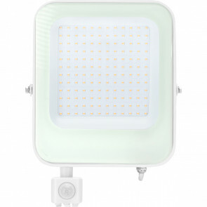 LED Bouwlamp 100 Watt met Sensor - LED Schijnwerper - Aigi Ixi - Natuurlijk Wit 4000K - Waterdicht IP65 - Mat Wit - Aluminium