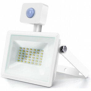 LED Bouwlamp 30 Watt met Sensor - LED Schijnwerper - Aigi Sunny - Natuurlijk Wit 4000K - Waterdicht IP65 - Mat Wit - Aluminium