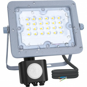LED Bouwlamp met Sensor - Aigi Zuino - 20 Watt - Helder/Koud Wit 6500K - Waterdicht IP65 - Kantelbaar - Mat Grijs - Aluminium