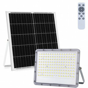 LED Floodlight op Zonne-energie - LED Schijnwerper - Aigi Hatay - LED Solar Tuinverlichting Wandlamp - Afstandsbediening - Waterdicht IP65 - 200W - Helder/Koud Wit 6500K