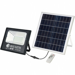LED Floodlight op Zonne-energie - LED Schijnwerper - LED Solar Tuinverlichting Wandlamp - Togre - 60W - Helder/Koud Wit 6400K - Afstandsbediening - Waterdicht IP65 - Aluminium