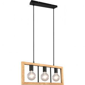 LED Hanglamp - Hangverlichting - Trion Aplon - E27 Fitting - 3-lichts - Rechthoek - Mat Zwart - Aluminium