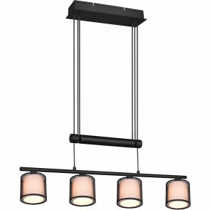 LED Hanglamp - Hangverlichting - Trion Bidon - E27 Fitting - 4-lichts - Rechthoek - Mat Zwart - Aluminium