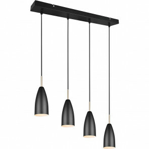LED Hanglamp - Hangverlichting - Trion Farona - E14 Fitting - 4-lichts - Rond - Mat Zwart - Aluminium