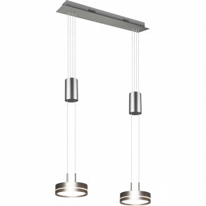 LED Hanglamp - Hangverlichting - Trion Franco - 14.4W - 2-lichts - Warm Wit 3000K - Rond - Mat Nikkel - Aluminium